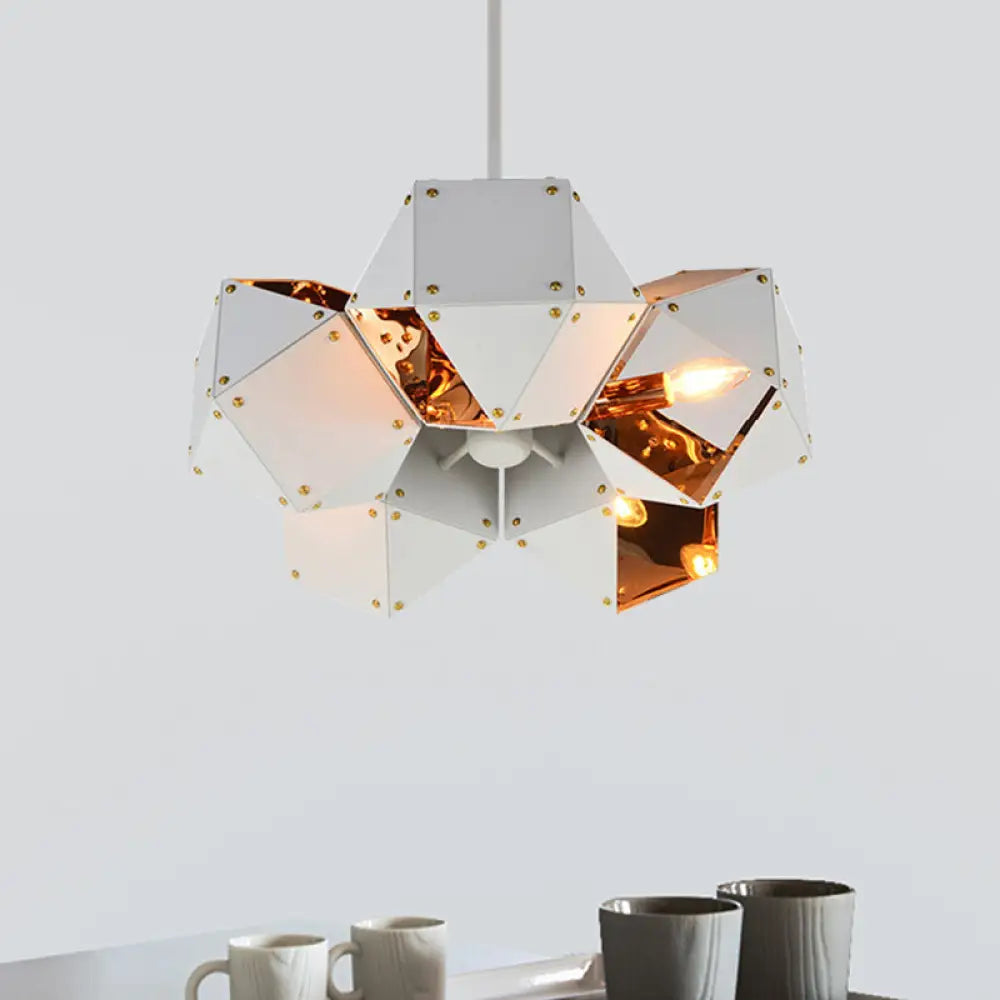 Modern Black/White Multifaceted Metal Chandelier Light - 8/12 Heads Perfect For Dining Rooms And