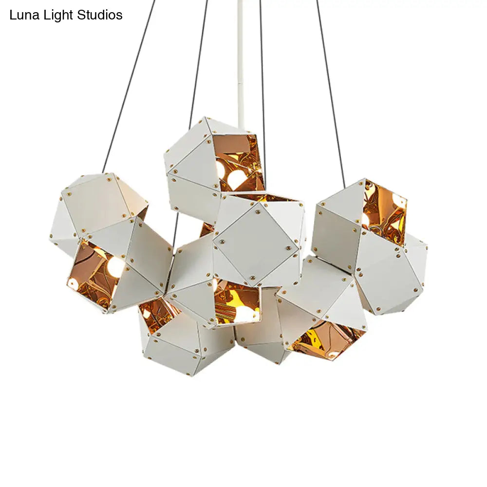 Modern Black/White Multifaceted Metal Chandelier Light - 8/12 Heads Perfect For Dining Rooms And