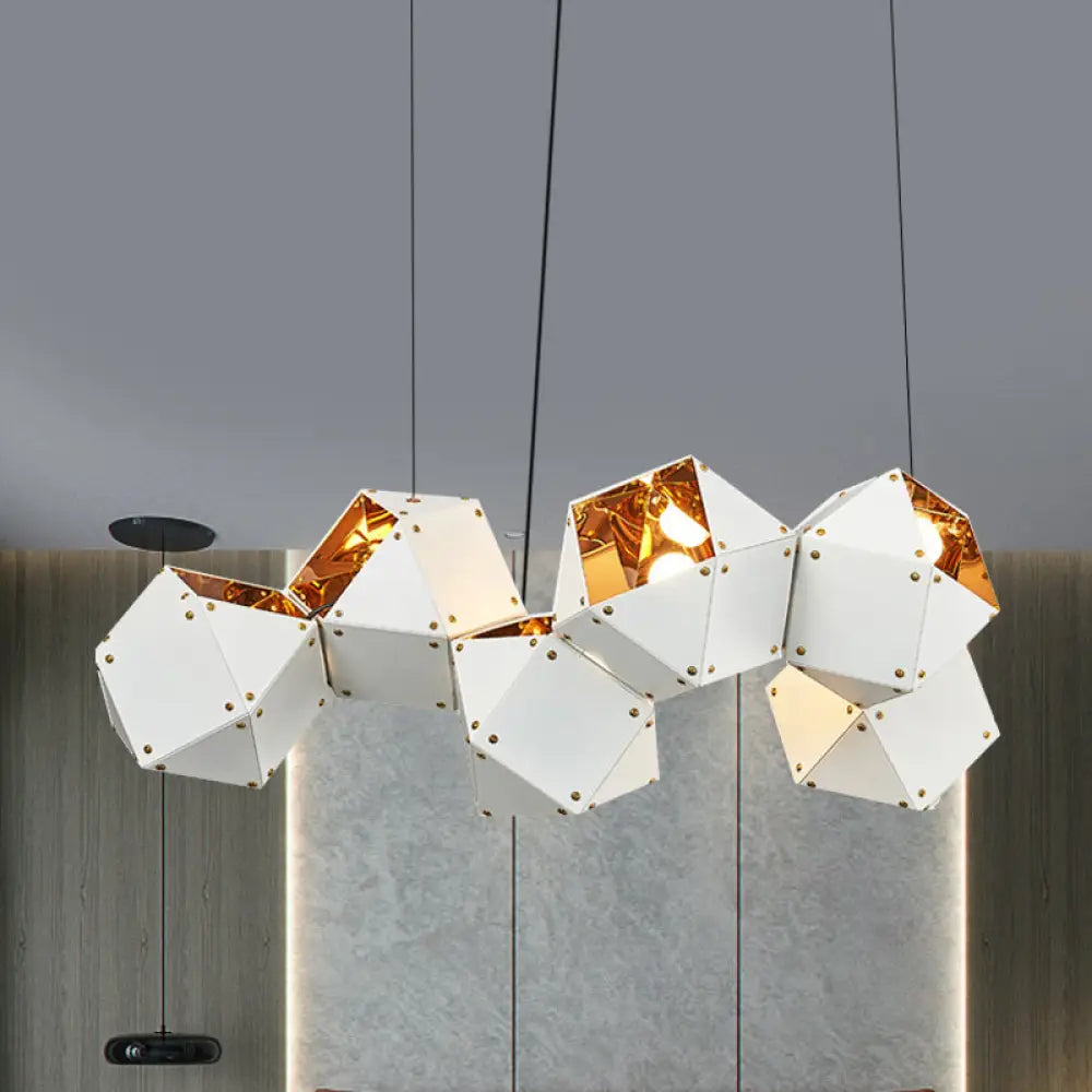 Modern Black/White Multifaceted Metal Chandelier Light - 8/12 Heads Perfect For Dining Rooms And