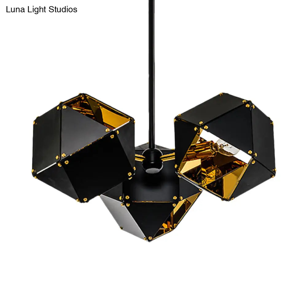 Modern Black/White Multifaceted Metal Chandelier Light - 8/12 Heads Perfect For Dining Rooms And