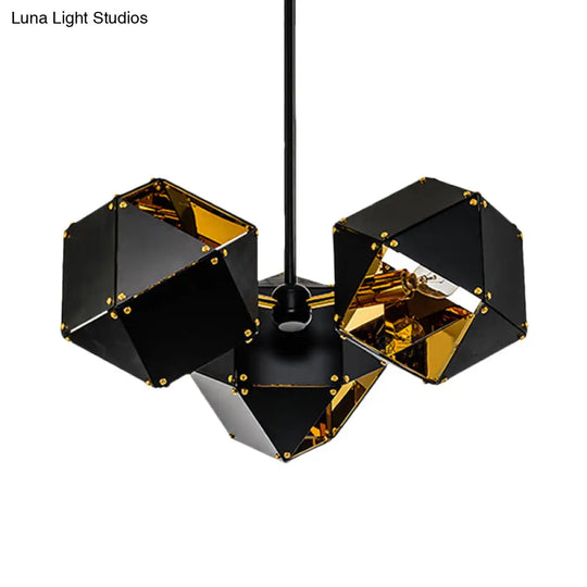 Modern Black/White Multifaceted Metal Chandelier Light - 8/12 Heads Perfect For Dining Rooms And