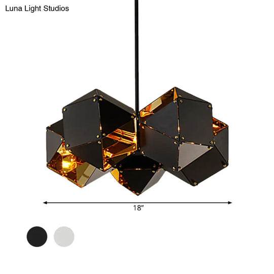 Modern Black/White Multifaceted Metal Chandelier Light - 8/12 Heads Perfect For Dining Rooms And