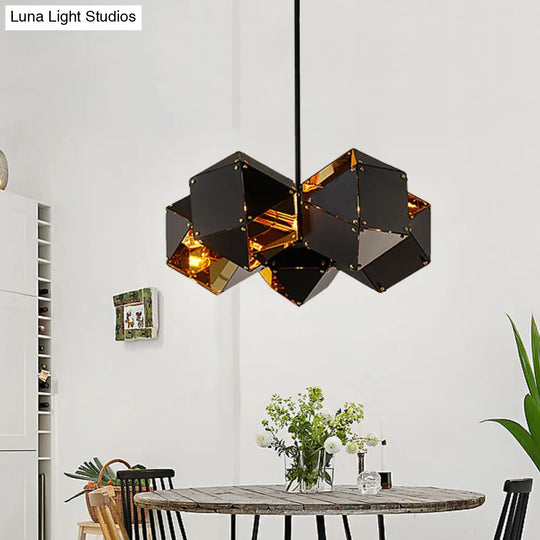 Modern Black/White Multifaceted Metal Chandelier Light - 8/12 Heads Perfect For Dining Rooms And