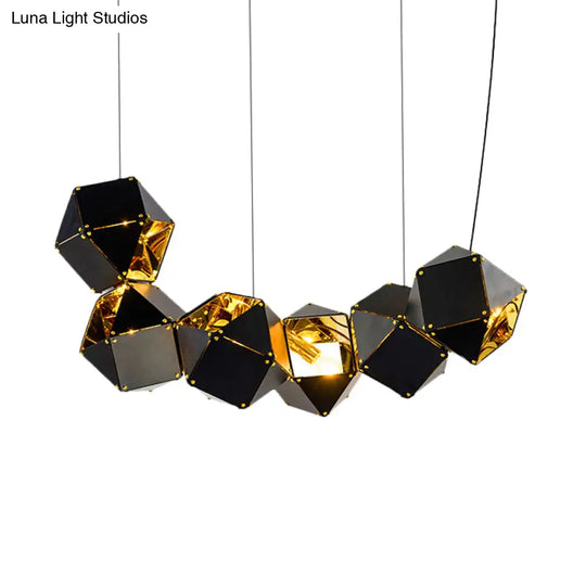 Modern Black/White Multifaceted Metal Chandelier Light - 8/12 Heads Perfect For Dining Rooms And