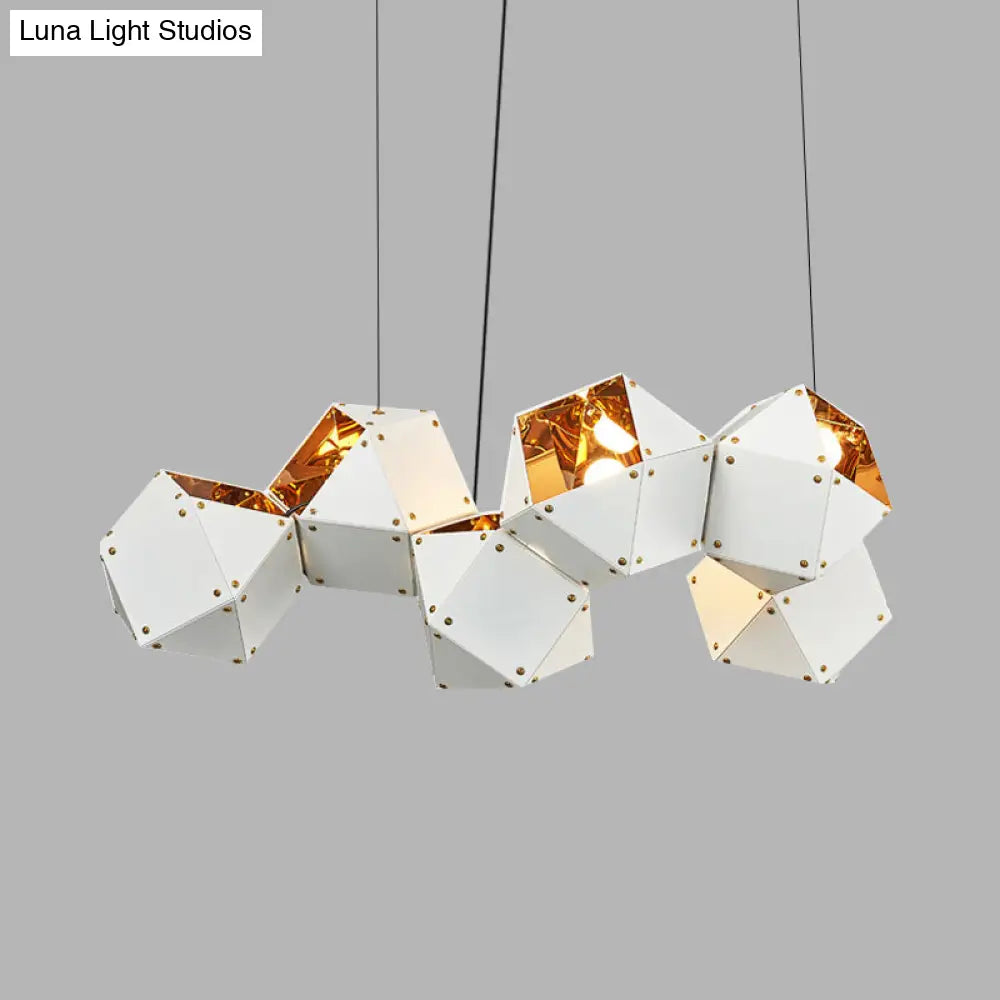 Modern Black/White Multifaceted Metal Chandelier Light - 8/12 Heads Perfect For Dining Rooms And