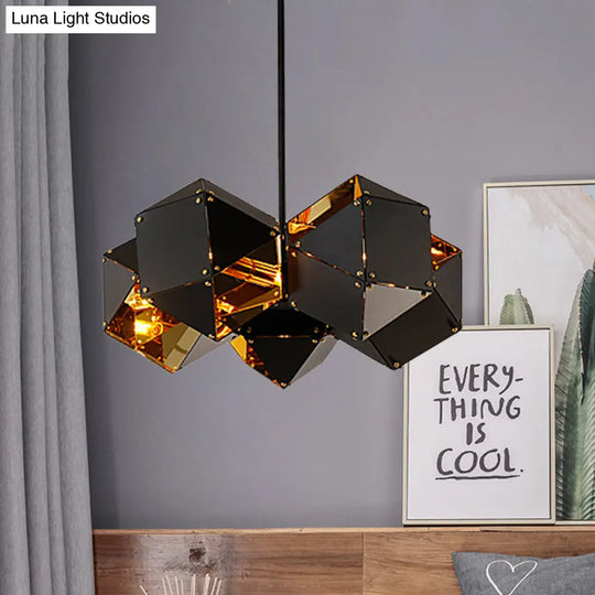 Modern Black/White Multifaceted Metal Chandelier Light - 8/12 Heads Perfect For Dining Rooms And