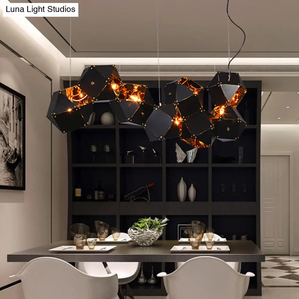 Modern Black/White Multifaceted Metal Chandelier Light - 8/12 Heads Perfect For Dining Rooms And