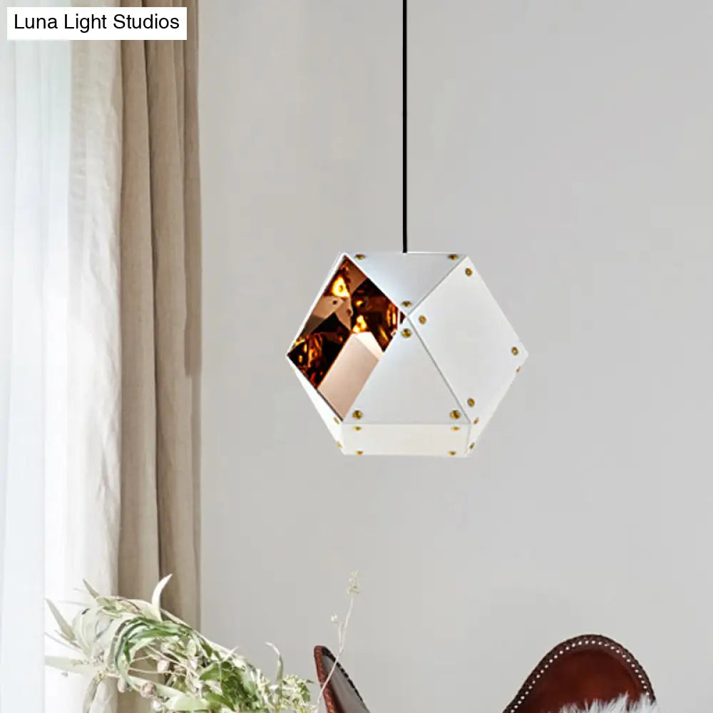 Modern Black/White Multifaceted Metal Chandelier Light - 8/12 Heads Perfect For Dining Rooms And