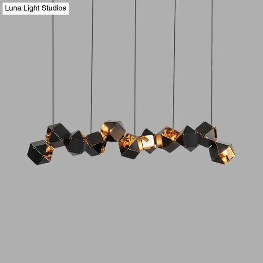 Modern Black/White Multifaceted Metal Chandelier Light - 8/12 Heads Perfect For Dining Rooms And