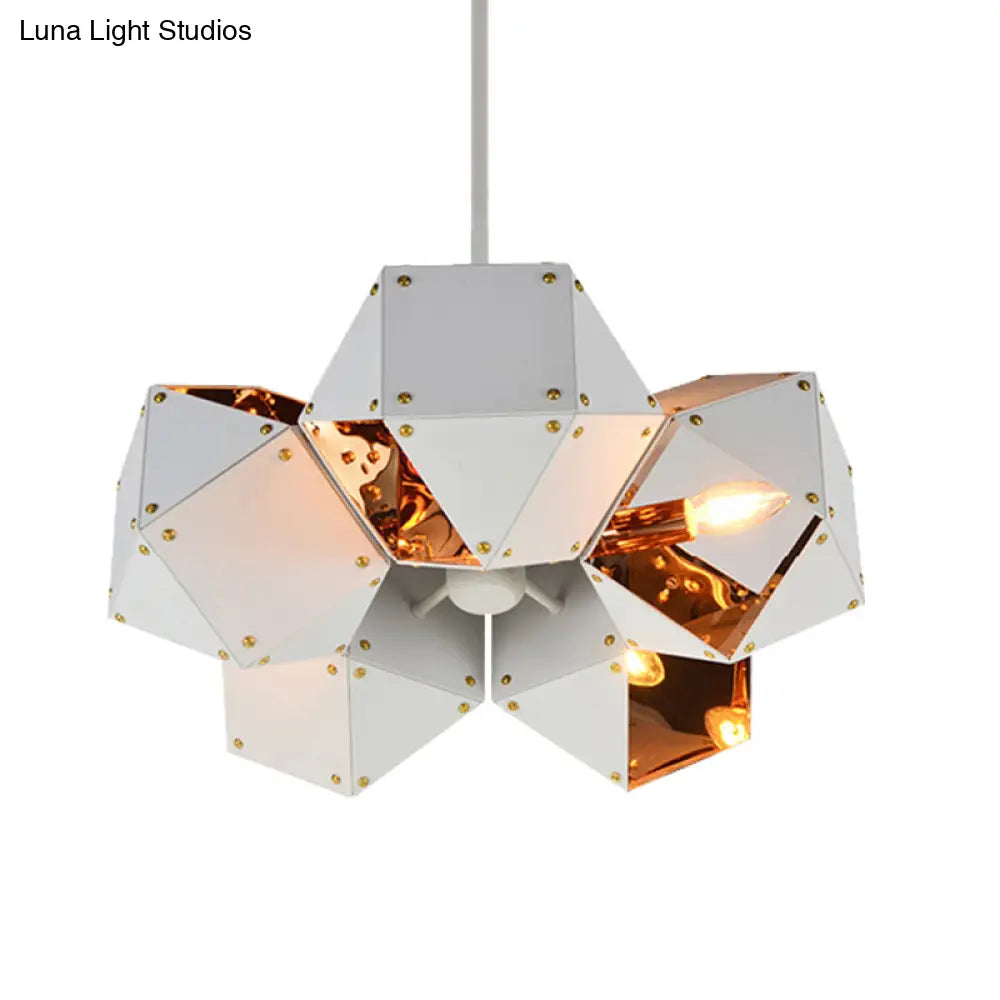 Modern Black/White Multifaceted Metal Chandelier Light - 8/12 Heads Perfect For Dining Rooms And