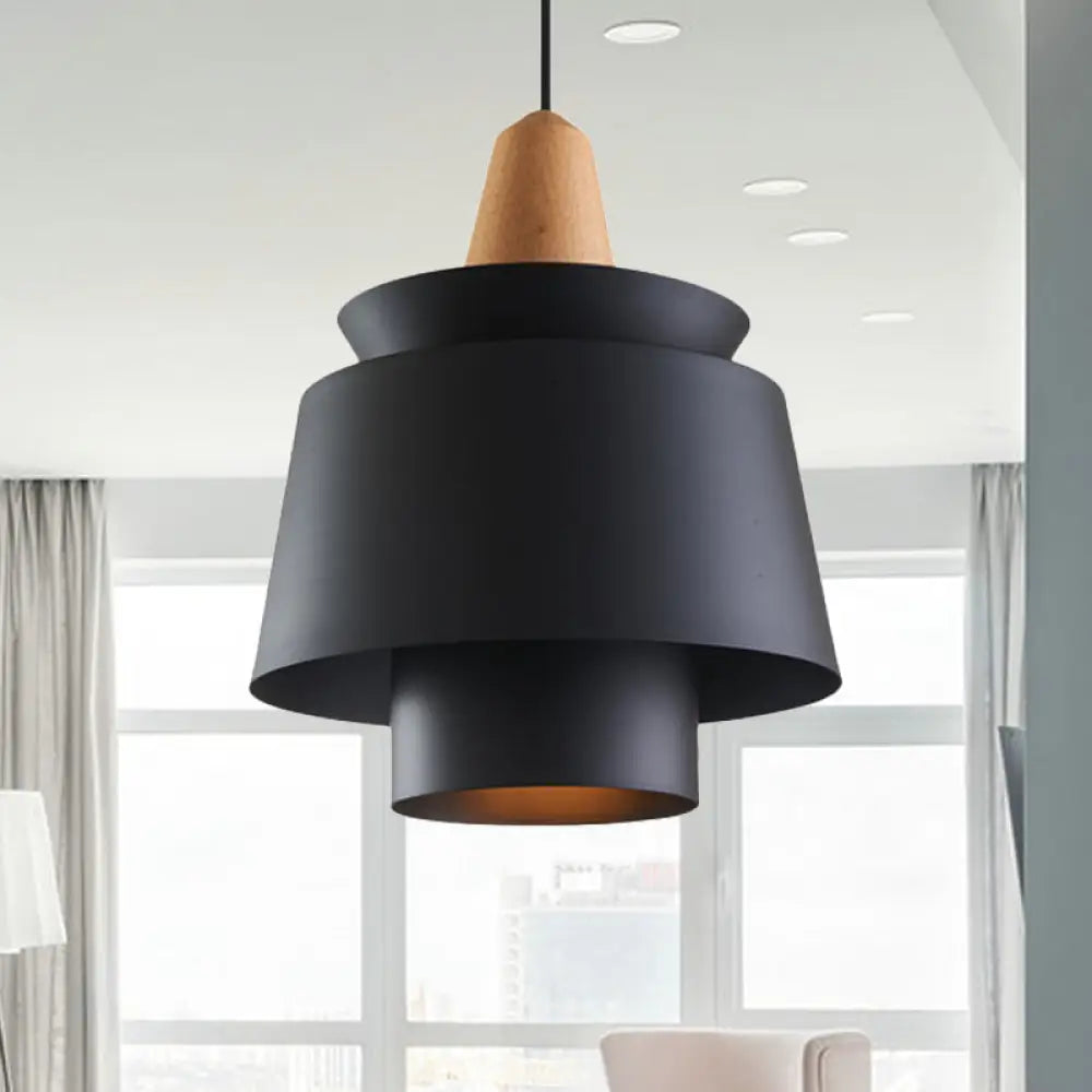 Modern Black/White Pendant Light For Dining Room With Metal Shade Black