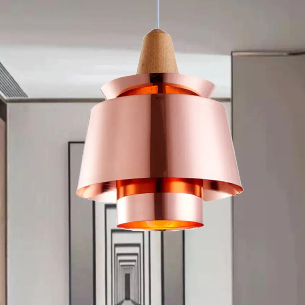 Modern Black/White Pendant Light For Dining Room With Metal Shade Rose Gold