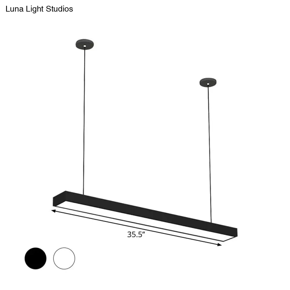 Simple Black/White Rectangle Pendant Light: Led Iron Hanging Fixture Multiple Width Options For