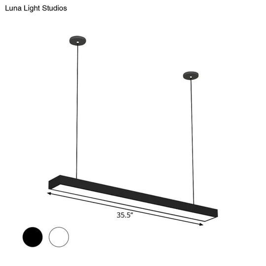 Simple Black/White Rectangle Pendant Light: Led Iron Hanging Fixture Multiple Width Options For