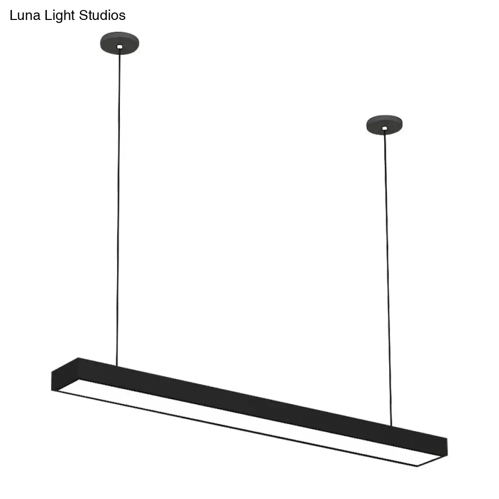 Simple Black/White Rectangle Pendant Light: Led Iron Hanging Fixture Multiple Width Options For
