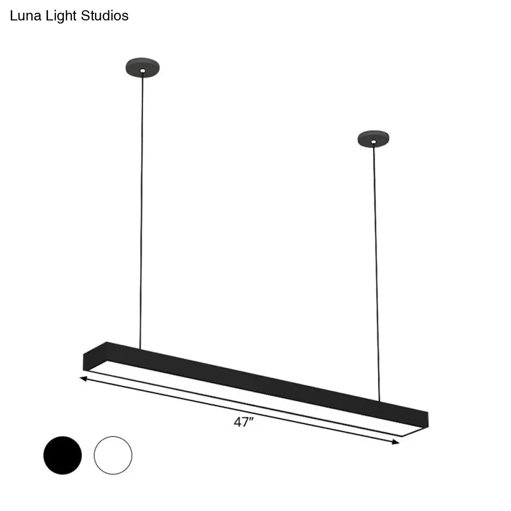 Simple Black/White Rectangle Pendant Light: Led Iron Hanging Fixture Multiple Width Options For