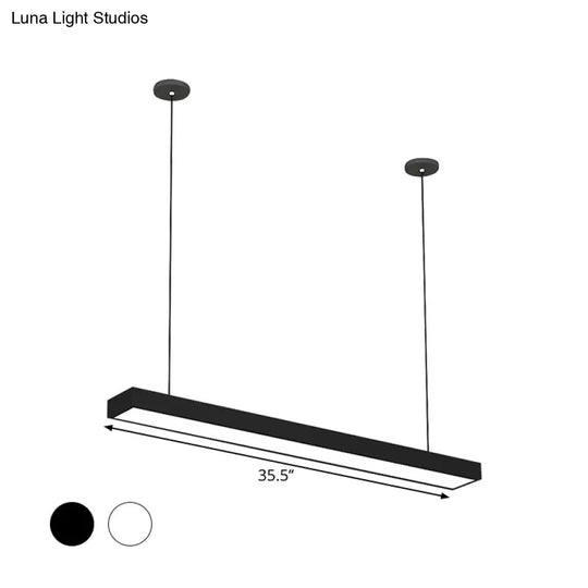 Modern Black/White Rectangle Pendant Light - 23.5’/35.5’/47’ Wide Led Iron Hanging Fixture