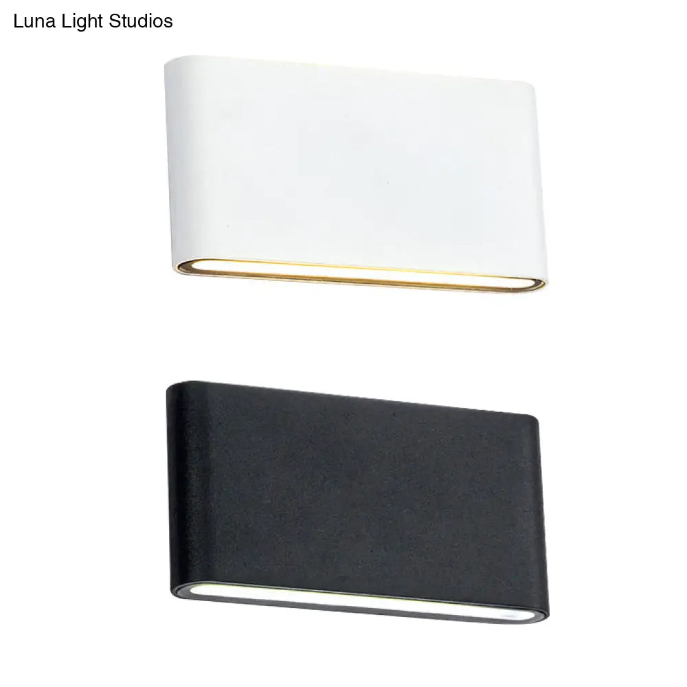 Modern Black/White Rectangular Led Wall Sconce For Hallway Warm/White Light Aluminum Construction