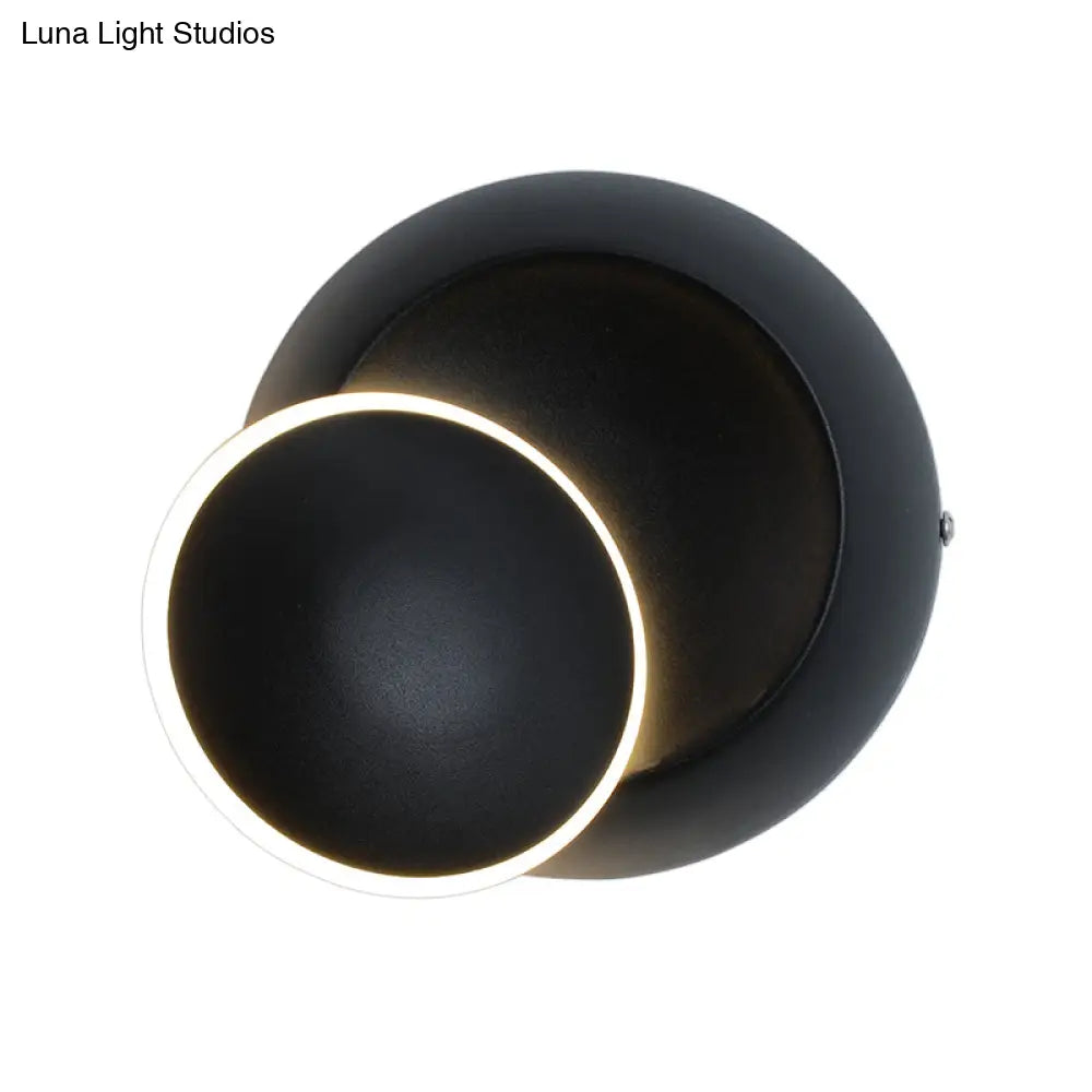 Modern Black/White Rotating Eclipse Wall Lamp With Led Iron Sconce Design