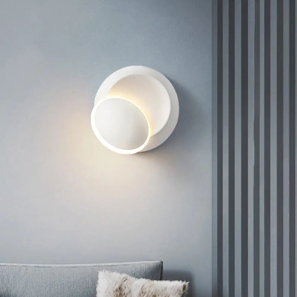 Modern Black/White Rotating Eclipse Wall Lamp With Led Iron Sconce Design White