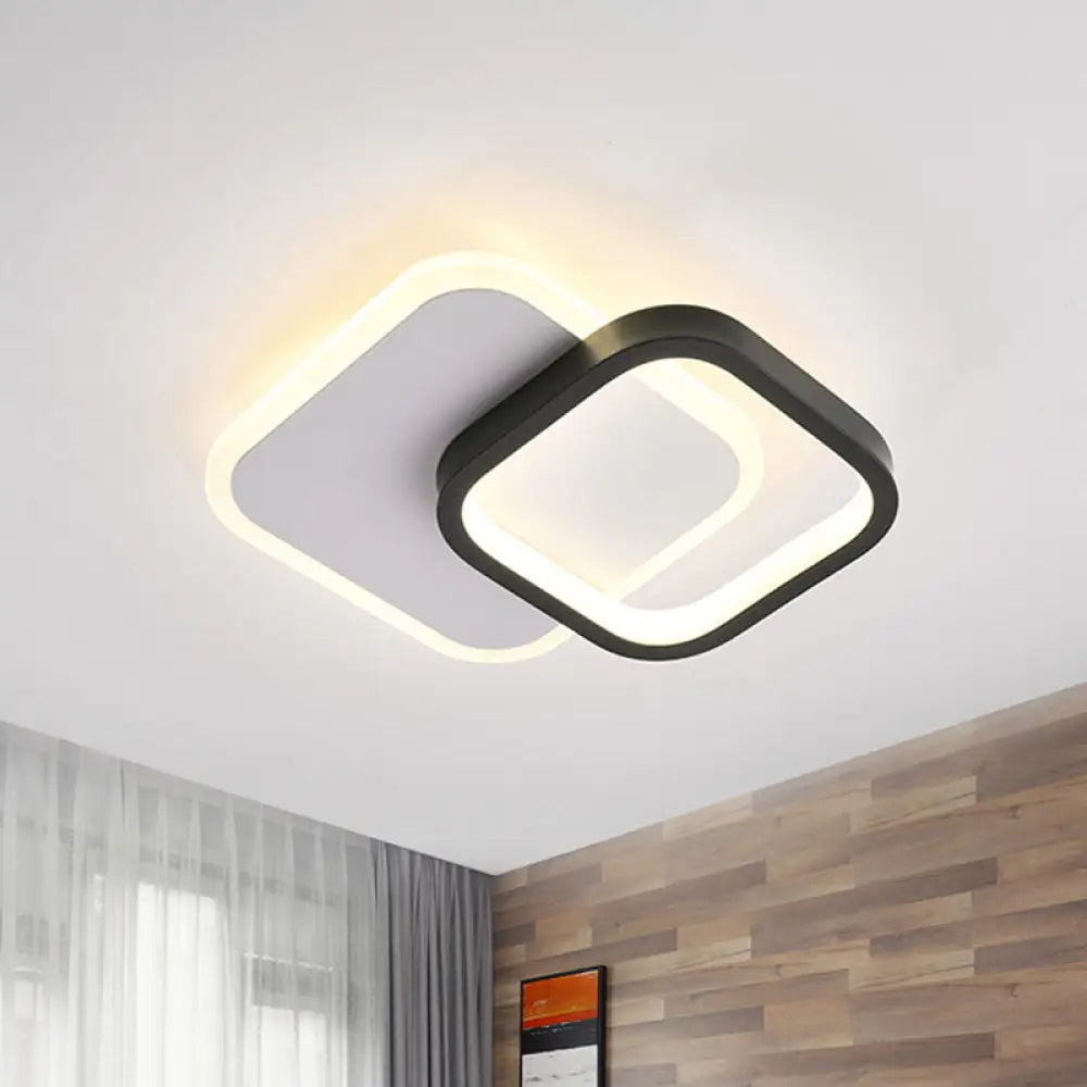 Modern Black - White Small Ceiling Lamp With Led Flush Mounts For Corridor