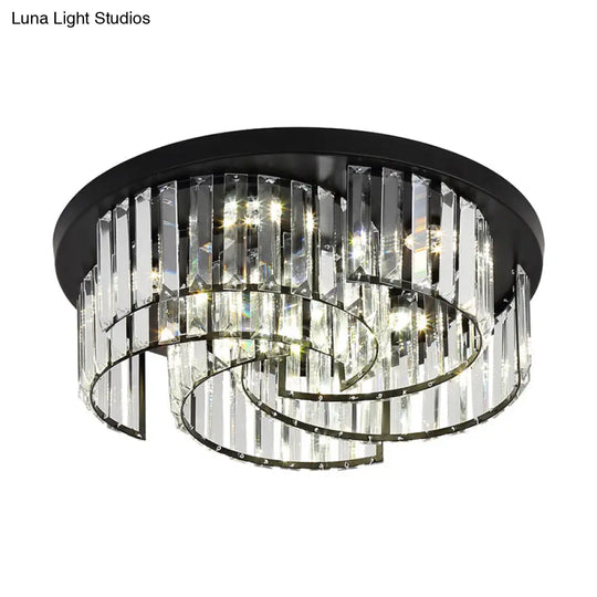 Modern Black Windmill Ceiling Fixture With Prismatic Crystal Led Flush Mount Lighting