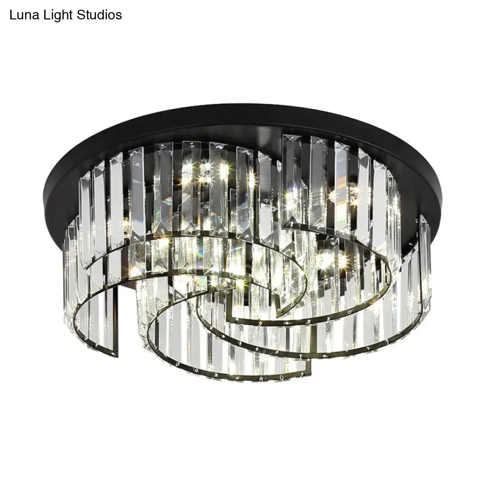 Modern Black Windmill Ceiling Fixture With Prismatic Crystal Led Flush Mount Lighting