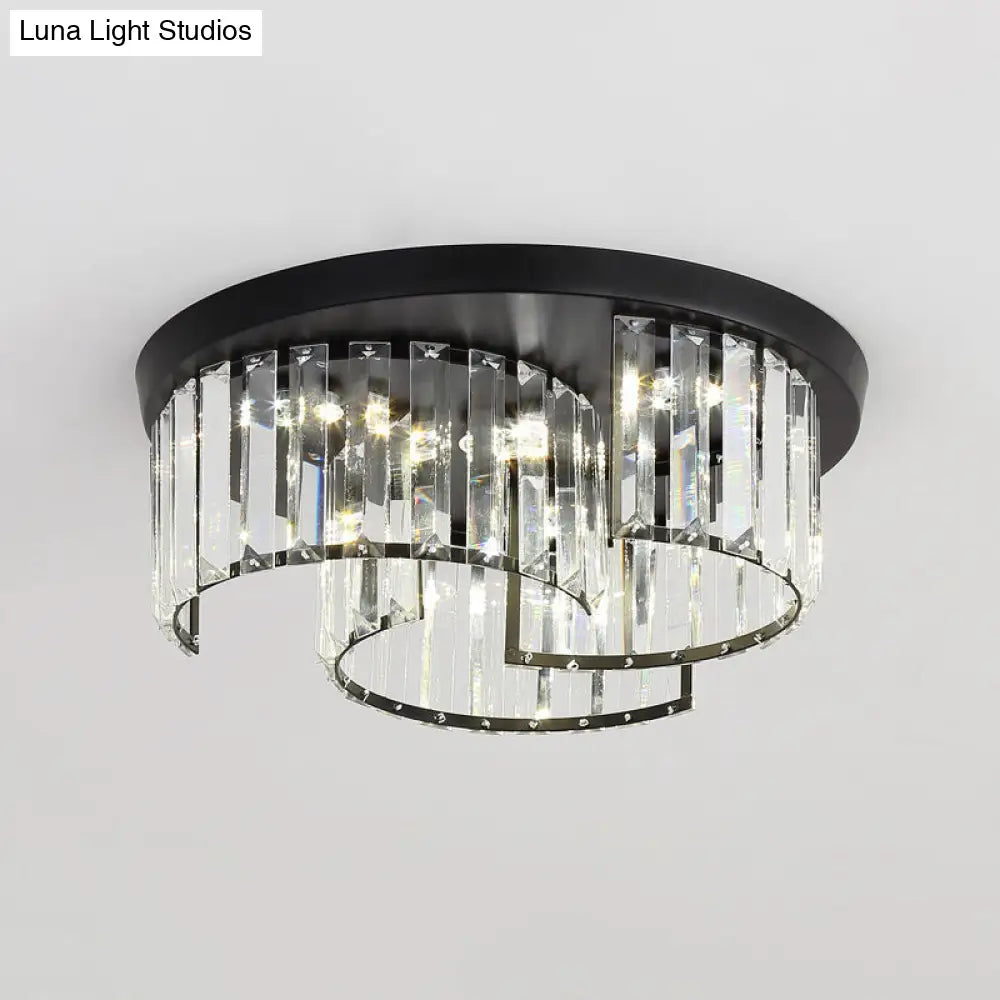 Modern Black Windmill Ceiling Fixture With Prismatic Crystal Led Flush Mount Lighting