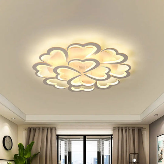 Modern Blooming Flower Ceiling Lamp With Led Lights In Warm/White Light - Semi Flush Mount 12 /