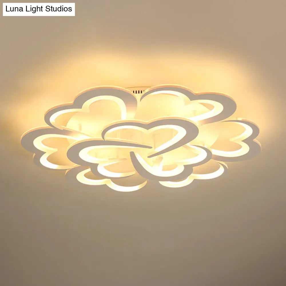 Modern Blooming Flower Ceiling Lamp With Led Lights In Warm/White Light - Semi Flush Mount