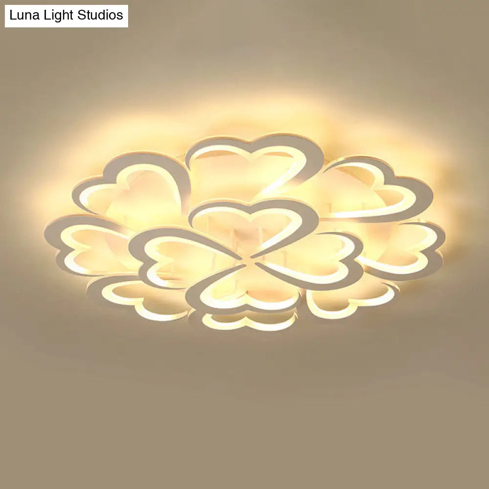 Modern Blooming Flower Ceiling Lamp With Led Lights In Warm/White Light - Semi Flush Mount