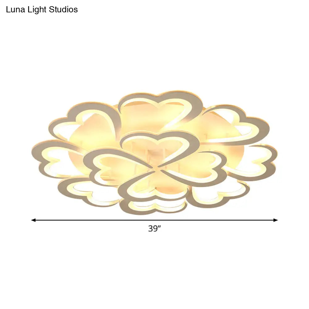 Modern Blooming Flower Ceiling Lamp With Led Lights In Warm/White Light - Semi Flush Mount