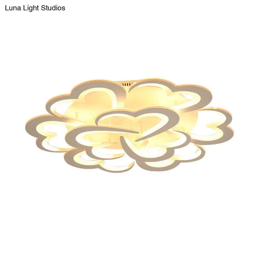 Modern Blooming Flower Ceiling Lamp With Led Lights In Warm/White Light - Semi Flush Mount