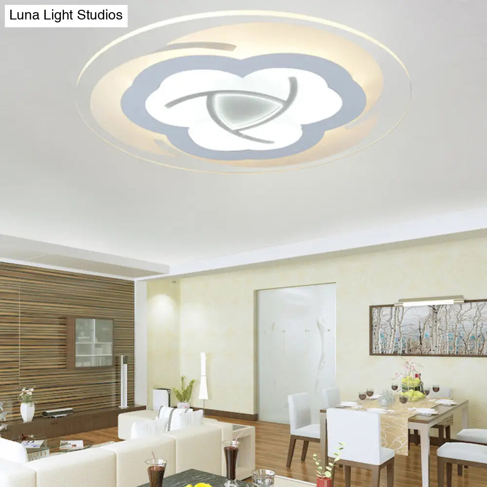 Modern Blossom Flush Mount Led Ceiling Light For Boys Bedroom White / Warm