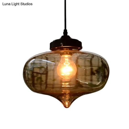 Modern Blown Glass Pendant Light For Restaurants - Single Bulb Fixture With Simple Shades