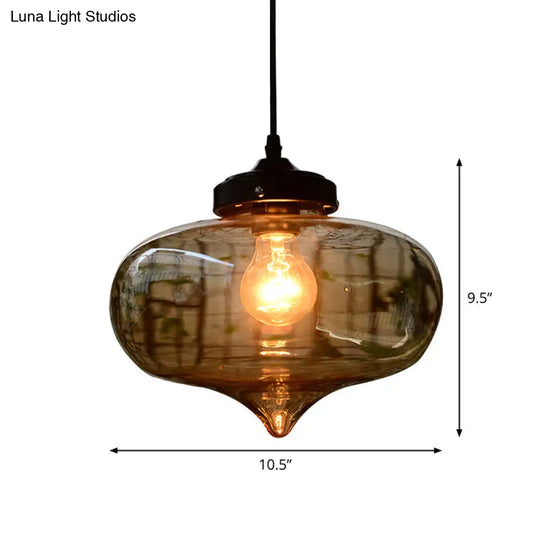 Modern Blown Glass Pendant Light For Restaurants - Single Bulb Fixture With Simple Shades