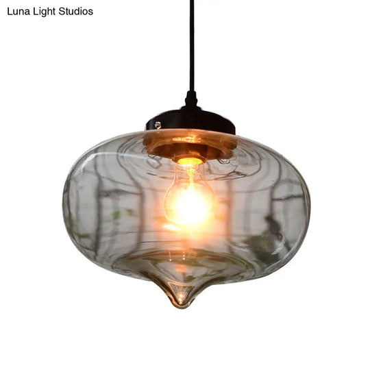 Modern Blown Glass Pendant Light For Restaurants - Single Bulb Fixture With Simple Shades