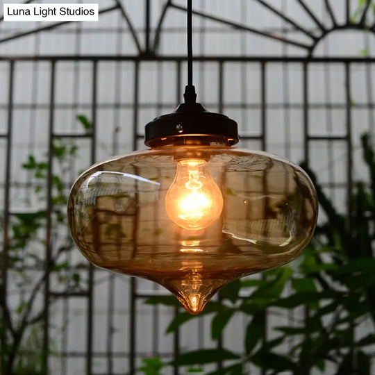 Simplicity Blown Glass Pendant Light Fixture - Ideal For Restaurants Amber