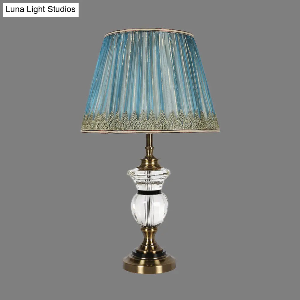 Modern Blue Barrel Fabric Shade Dining Room Table Light With Task Lighting