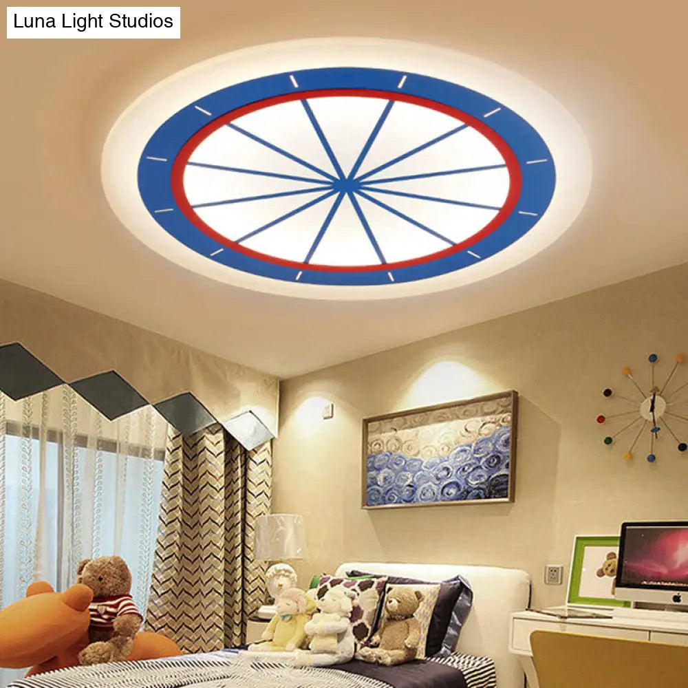 Modern Blue Circle Acrylic Flush Mount Ceiling Light For Bedroom