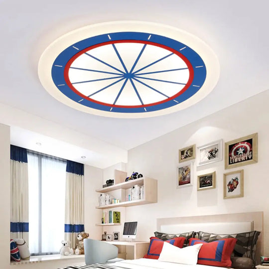 Modern Blue Circle Acrylic Flush Mount Ceiling Light For Bedroom / 16.5’ White