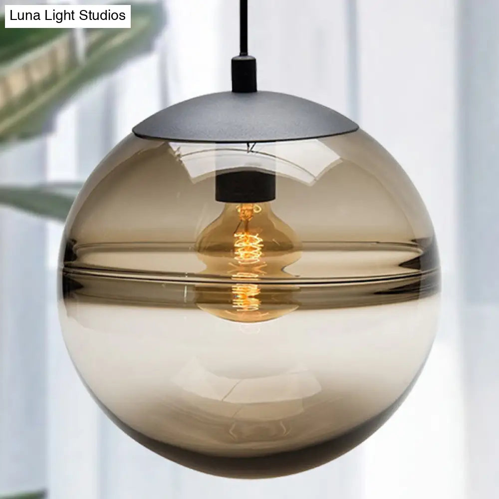 Modern Blue/Coffee Glass Sphere Pendant Light - 1 Head 8/10/12 Wide Elegant Dining Room Hanging