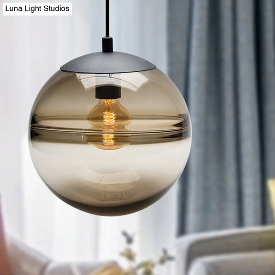 Modern Blue/Coffee Glass Sphere Pendant Light 1 Head 8’/10’/12’ Wide - Perfect For Dining Room