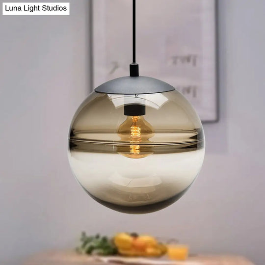 Modern Blue/Coffee Glass Sphere Pendant Light - 1 Head 8/10/12 Wide Elegant Dining Room Hanging