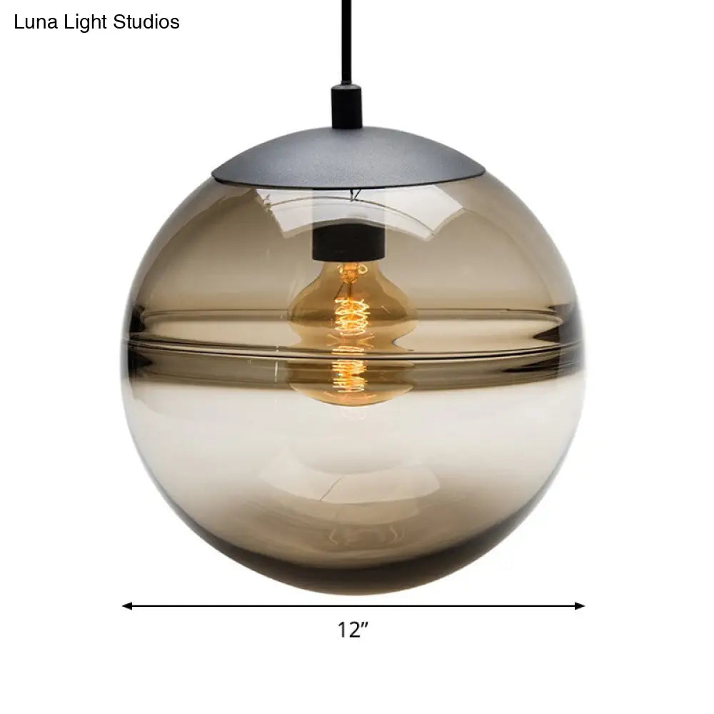 Modern Blue/Coffee Glass Sphere Pendant Light - 1 Head 8/10/12 Wide Elegant Dining Room Hanging