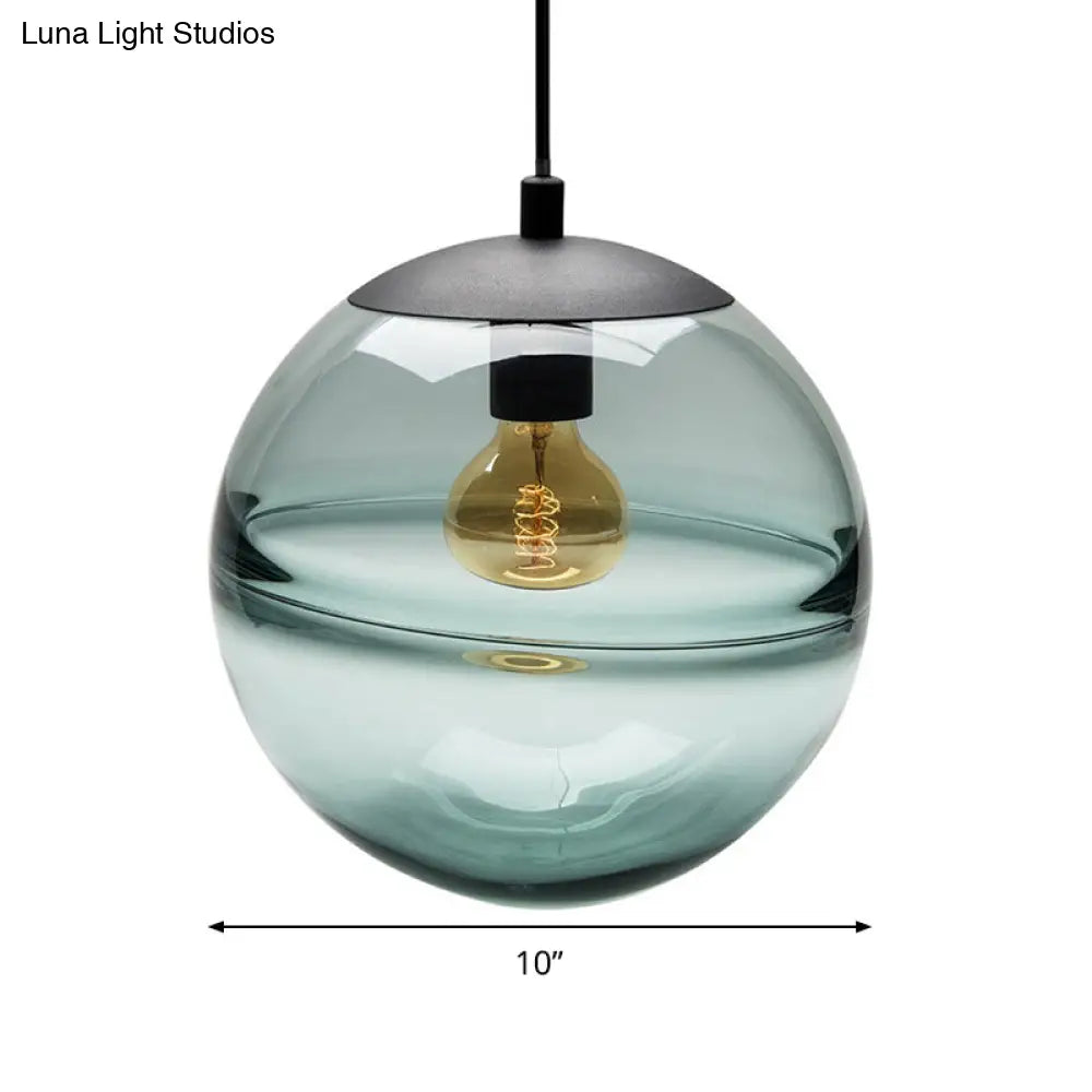 Modern Blue/Coffee Glass Sphere Pendant Light 1 Head 8’/10’/12’ Wide - Perfect For Dining Room