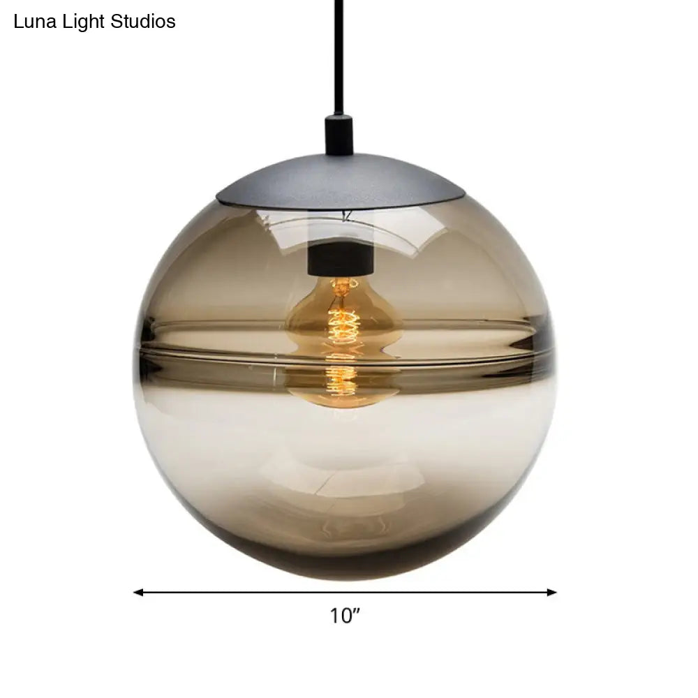 Modern Blue/Coffee Glass Sphere Pendant Light - 1 Head 8/10/12 Wide Elegant Dining Room Hanging