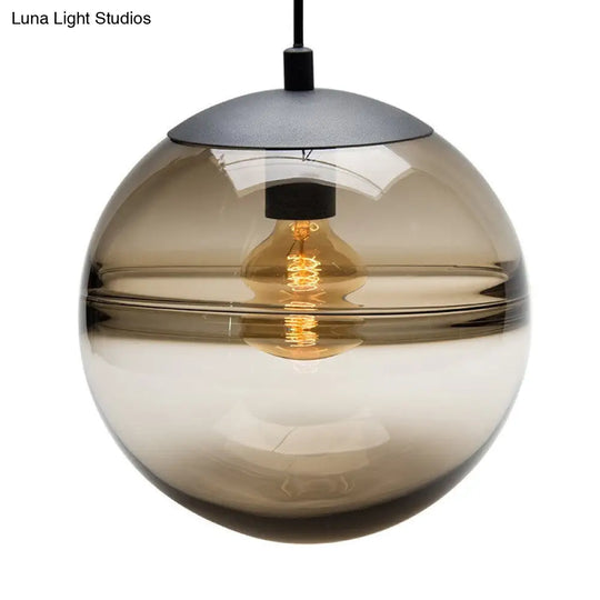 Modern Blue/Coffee Glass Sphere Pendant Light - 1 Head 8/10/12 Wide Elegant Dining Room Hanging