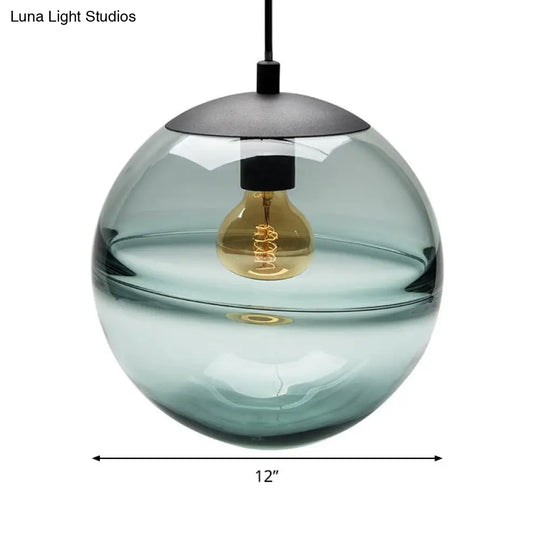 Modern Blue/Coffee Glass Sphere Pendant Light 1 Head 8’/10’/12’ Wide - Perfect For Dining Room