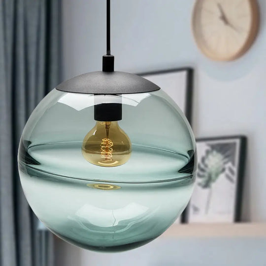 Modern Blue/Coffee Glass Sphere Pendant Light 1 Head 8’/10’/12’ Wide - Perfect For Dining